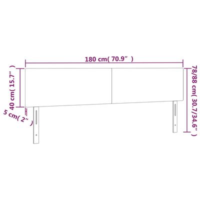 vidaXL Zagłówek do łóżka z LED, jasnoszary, 180x5x78/88 cm, aksamit