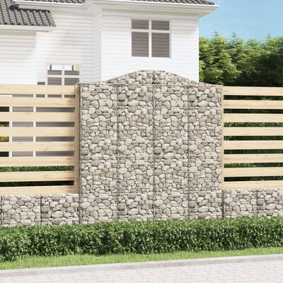 vidaXL Kosze gabionowe, 11 szt, 200x50x220/240cm, galwanizowane żelazo