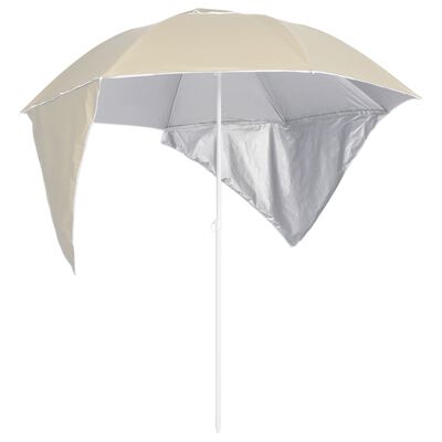 vidaXL Parasol plażowy ze ściankami bocznymi, piaskowy, 215 cm