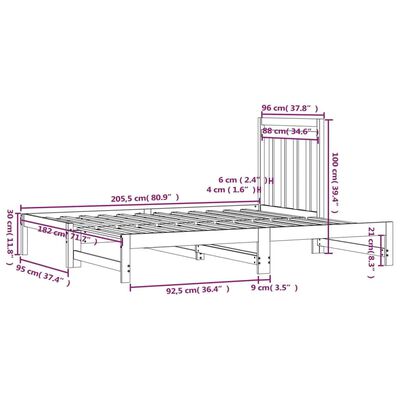 vidaXL Łóżko rozsuwane, białe, 2x(90x200) cm, lite drewno sosnowe