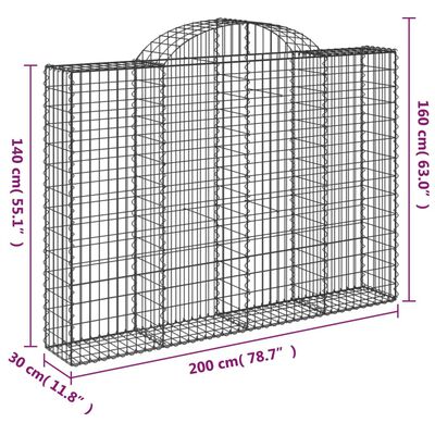 vidaXL Kosze gabionowe, 15 szt, 200x30x140/160cm, galwanizowane żelazo