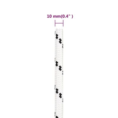 vidaXL Pleciona linka żeglarska, biała, 10mm x 25 m, poliester