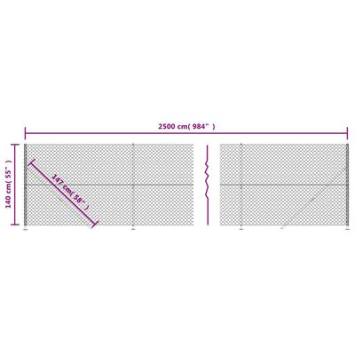 vidaXL Ogrodzenie z siatki, ze stopami słupków, antracytowe, 1,4x25 m