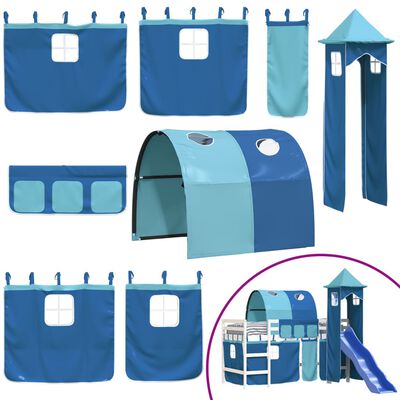 vidaXL Dziecięce łóżko na antresoli, z wieżą, niebieskie, 90x200 cm