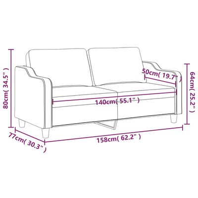 vidaXL Sofa 2-osobowa, winna czerwień, 140 cm, tapicerowana tkaniną