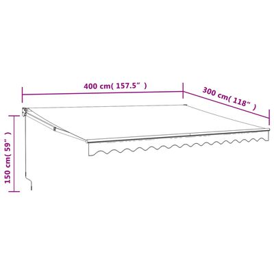 vidaXL Zwijana markiza, kremowa, 4x3 m, tkanina i aluminium