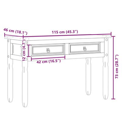 vidaXL Stolik konsolowy Corona, 115x46x73 cm, lite drewno sosnowe