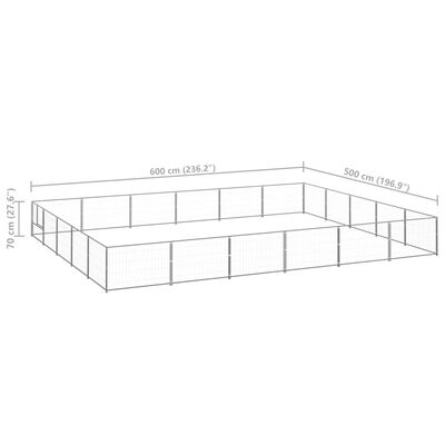 vidaXL Kojec dla psa, srebrny, 30 m², stalowy