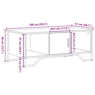 vidaXL Stolik kawowy, czarny 100x51x40 cm, materiał drewnopochodny