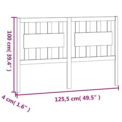 vidaXL Wezgłowie łóżka, 125,5x4x100 cm, lite drewno sosnowe