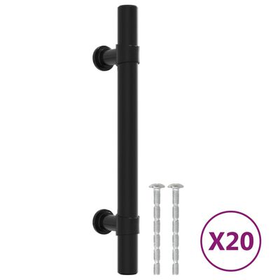 vidaXL Uchwyty do szafek, 20 szt., czarne, 96 mm, stal nierdzewna