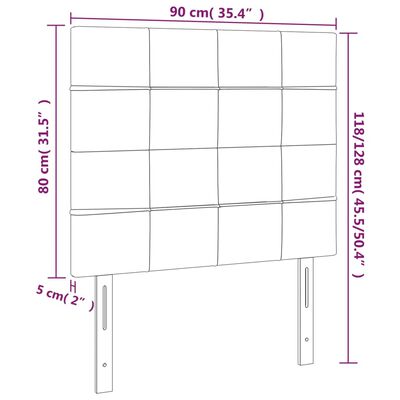 vidaXL Zagłówek do łóżka z LED, jasnoszary, 90x5x118/128 cm, aksamit