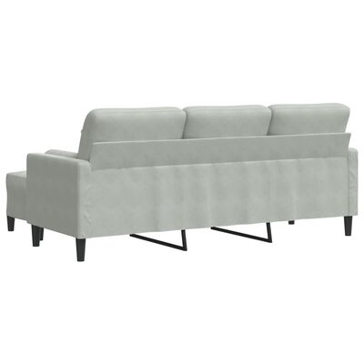 vidaXL 3-osobowa sofa z podnóżkiem, jasnoszara, 180 cm, aksamit