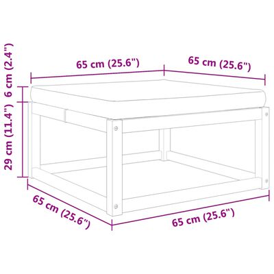 vidaXL Stołek ogrodowy z poduszką, 65x65x29 cm, lite drewno akacjowe