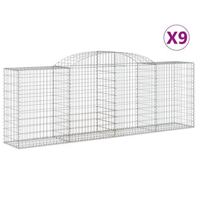 vidaXL Kosze gabionowe, 9 szt, 300x50x100/120 cm, galwanizowane żelazo