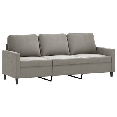 vidaXL Sofa 3-osobowa, jasnoszara, 180 cm, tapicerowana aksamitem