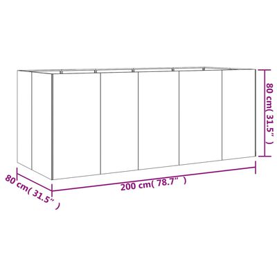 vidaXL Podwyższona donica, 200x80x80 cm, stal kortenowska