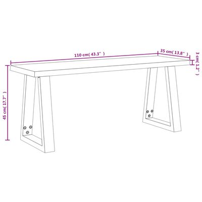 vidaXL Ławka z naturalną krawędzią, 110 cm, lite drewno akacjowe