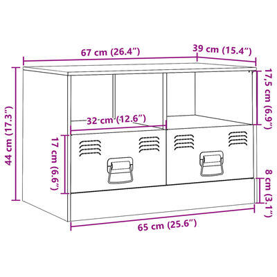 vidaXL Szafka pod telewizor, czarna, 67x39x44 cm, stalowa