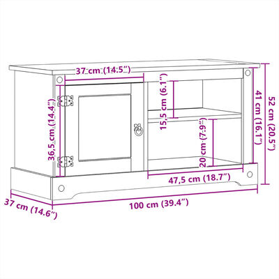 vidaXL Szafka pod TV Corona, 100x37x52 cm, lite drewno sosnowe