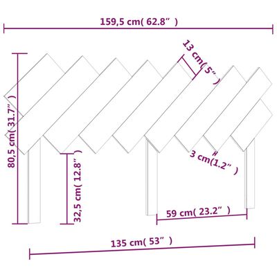 vidaXL Wezgłowie łóżka, białe, 159,5x3x80,5 cm, lite drewno sosnowe