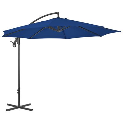 vidaXL Parasol wiszący ze stalowym słupkiem, 300 cm, niebieski