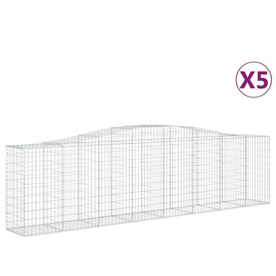 vidaXL Kosze gabionowe, 5 szt, 400x50x100/120 cm, galwanizowane żelazo