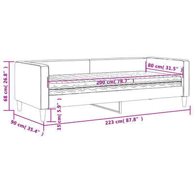 vidaXL Sofa z materacem do spania, ciemnoszara, 80x200 cm, tkanina