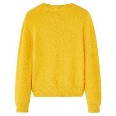 Sweter dziecięcy z dzianiny, ciemna ochra, 128