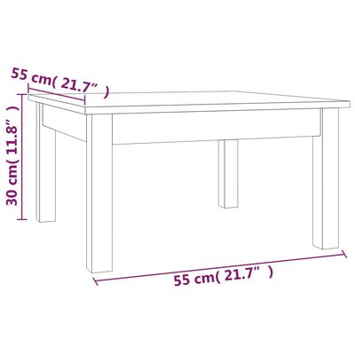 vidaXL Stolik kawowy, szary, 55x55x30 cm, lite drewno sosnowe