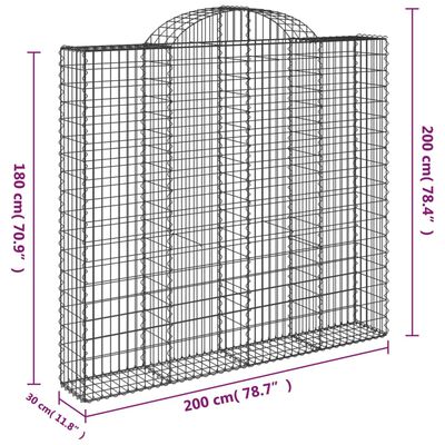 vidaXL Kosze gabionowe, 5 szt, 200x30x180/200 cm, galwanizowane żelazo