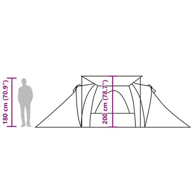 vidaXL Namiot rodzinny, 6-os., szaro-pomarańczowy, wodoszczelny
