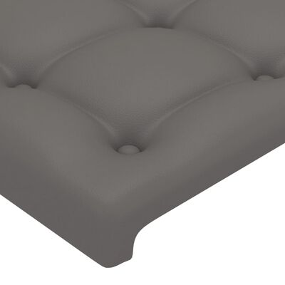 vidaXL Zagłówek do łóżka z LED, szary, 100x5x78/88 cm, sztuczna skóra