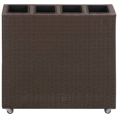 vidaXL Podwyższona donica z 4 wkładami 80x22x79 cm, rattan PE, brązowa