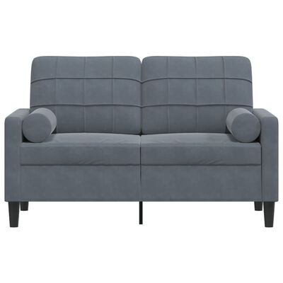 vidaXL 2-osobowa sofa z poduszkami, ciemnoszara, 120 cm, aksamit