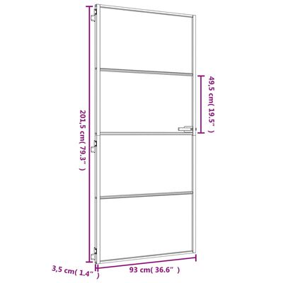 vidaXL Drzwi wewnętrzne, złote, 93x201,5 cm, szkło i aluminium