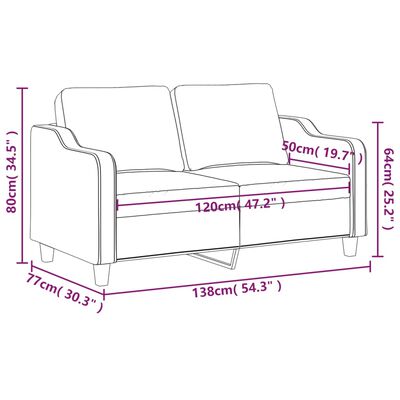 vidaXL 2-osobowa sofa, kremowa, 120 cm, tapicerowana tkaniną