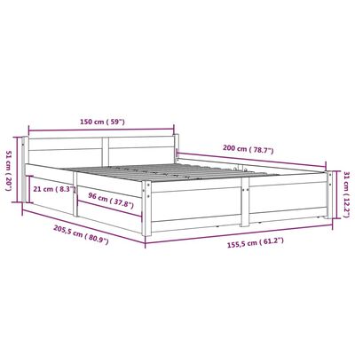 vidaXL Rama łóżka z szufladami, biała, 150x200 cm