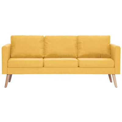 vidaXL Sofa 3-osobowa tapicerowana tkaniną, żółta