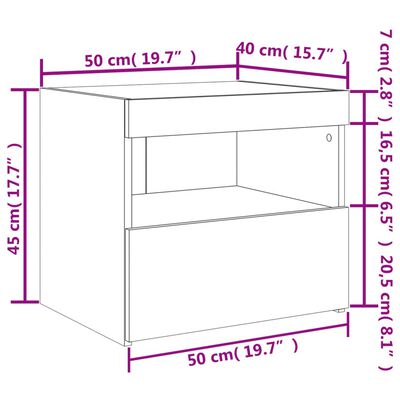 vidaXL Szafki nocne z oświetleniem LED, 2 szt., białe, 50x40x45 cm