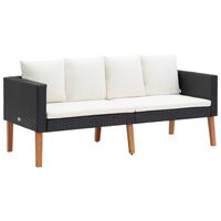 vidaXL 2-osobowa sofa ogrodowa z poduszkami, rattan PE, czarny