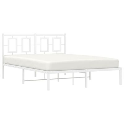 vidaXL Metalowa rama łóżka z wezgłowiem biała, 140x200 cm