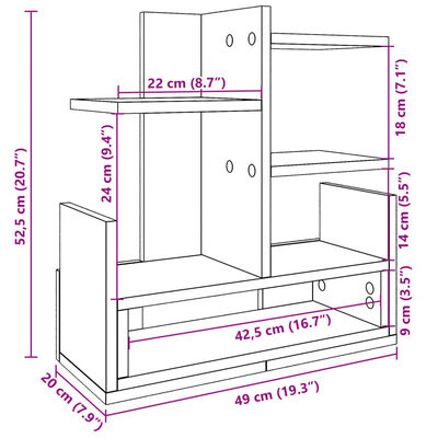 vidaXL Organizer na biurko, czarny, 49x20x52,5 cm