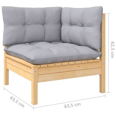 vidaXL 2-osobowa sofa ogrodowa z szarymi poduszkami, drewno sosnowe