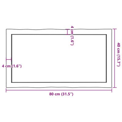 vidaXL Blat ciemnobrązowy 80x40x(2-4) cm, drewno z naturalną krawędzią