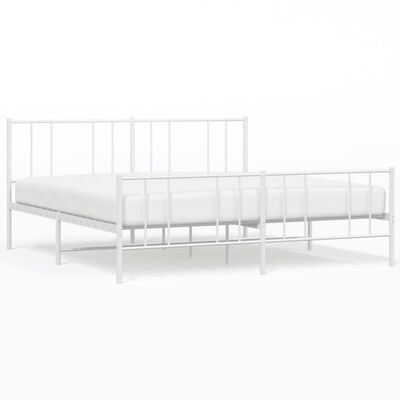 vidaXL Metalowa rama łóżka z wezgłowiem i zanóżkiem, biała, 183x213 cm