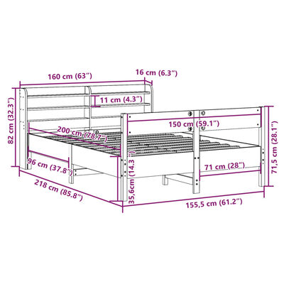 vidaXL Rama łóżka bez materaca, biała, 150x200 cm, lite drewno sosnowe