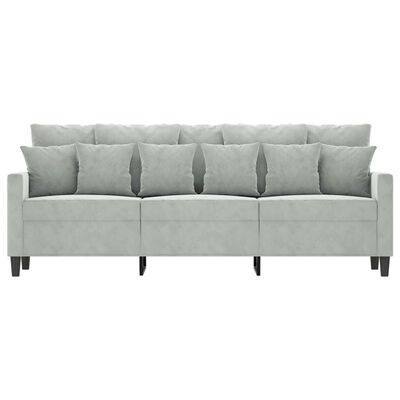 vidaXL Sofa 3-osobowa, jasnoszara, 180 cm, tapicerowana aksamitem