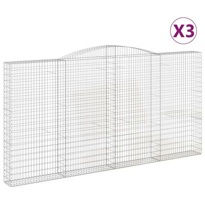 vidaXL Kosze gabionowe, 3 szt, 400x30x200/220, galwanizowane żelazo