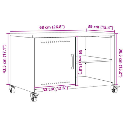 vidaXL Szafka RTV, oliwkowa, 68x39x43,5 cm, stal walcowana na zimno